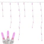 Pink LED Icicle Lights on White Wire 150 Bulbs