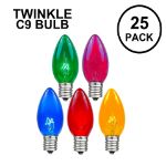 Assorted Twinkle C9 Bulbs 7 Watt Replacement Lamps 25 Pack