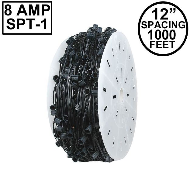 Novelty Lights Select C9 1000' Spool 12" Spacing 8 Amp SPT-1 Black Wire