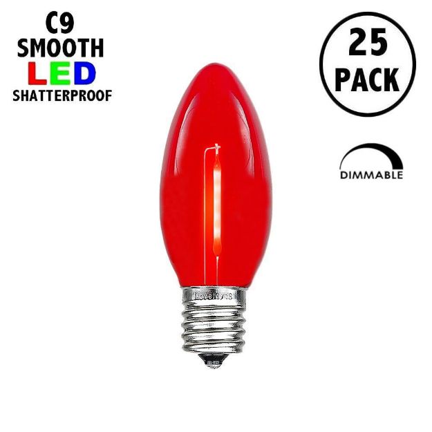 Red C9 LED Plastic Filament Replacement Bulbs 25 Pack 