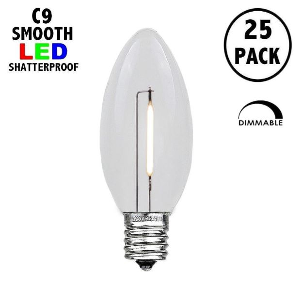 Pure White C9 LED Plastic Filament Replacement Bulbs 25 Pack 