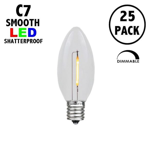 Warm White C7 LED Plastic Filament Replacement Bulbs 25 Pack