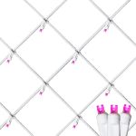 Pink LED Net Lights, White Wire 4x6