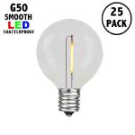 Warm White LED G50 Plastic Filament LED Globe Bulbs - 25pk
