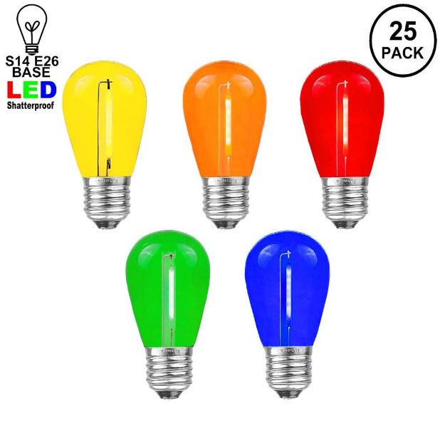 Multi S14 LED Plastic Filament Medium Base e26 Bulbs  - 25pk