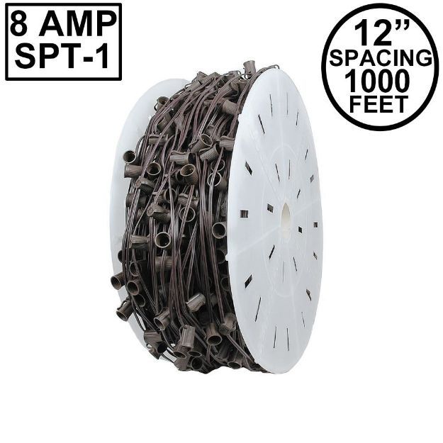 Novelty Lights Select C9 1000' Spool 12" Spacing 8 Amp SPT-1 Brown Wire