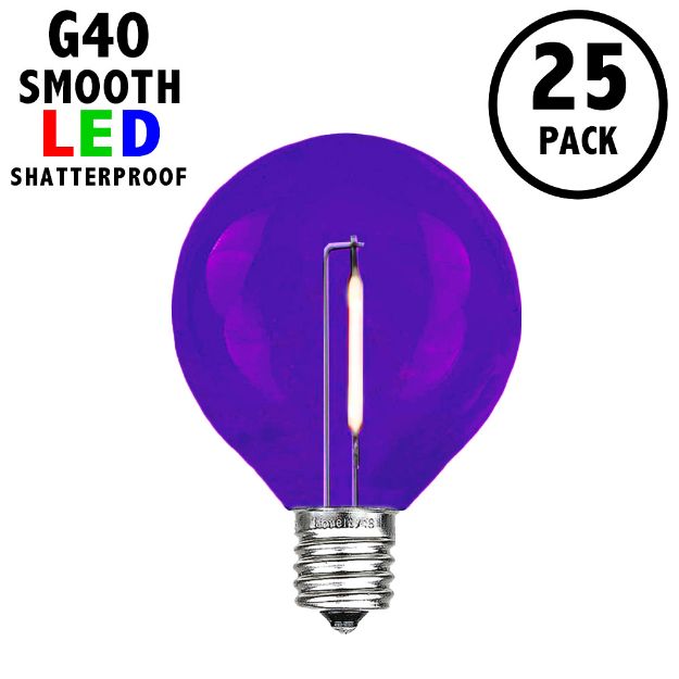 Purple - G40 - Plastic Filament LED Replacement Bulbs - 25 Pack