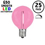 Pink LED G50 Plastic Filament LED Globe Bulbs - 25pk
