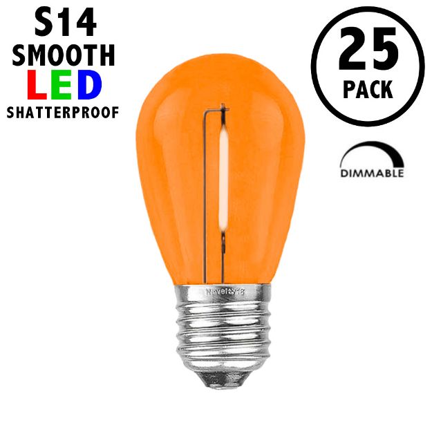 Orange S14 LED Plastic Filament Medium Base e26 Bulbs  - 25pk