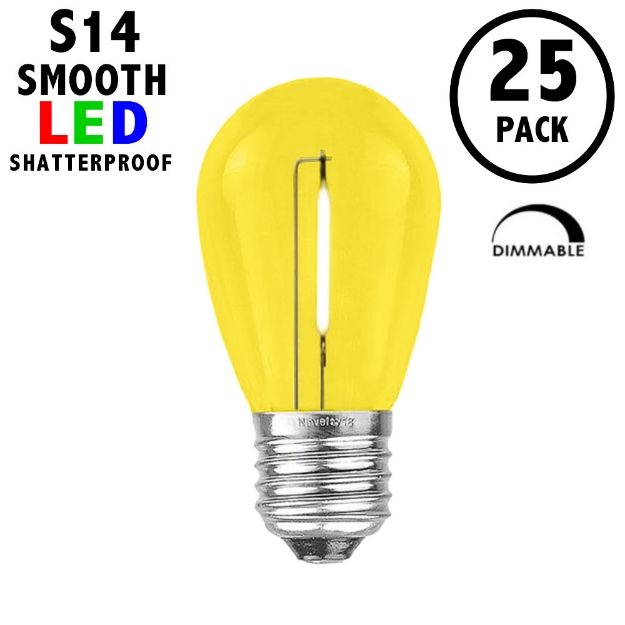 Yellow S14 LED Plastic Filament Medium Base e26 Bulbs  - 25pk