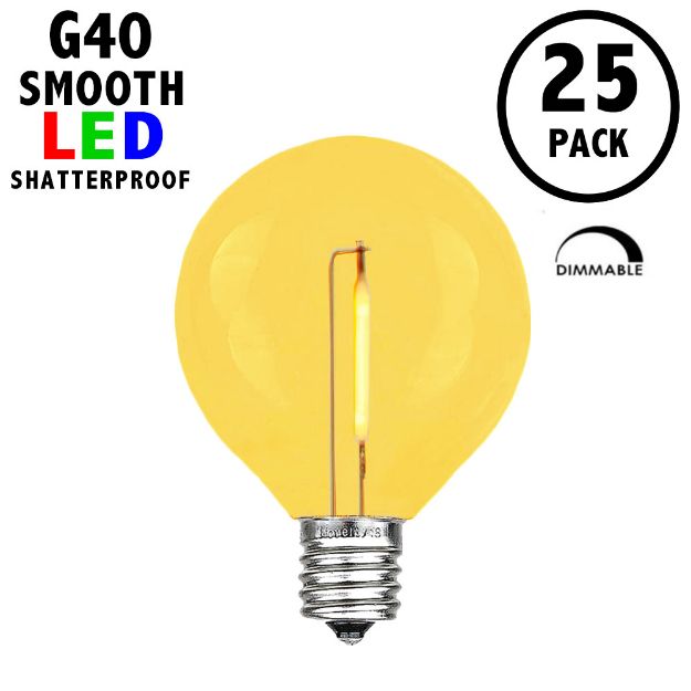 Yellow - G40 - Plastic Filament LED Replacement Bulbs - 25 Pack