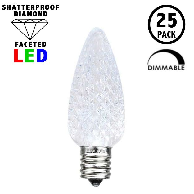 Pure White C9 LED Replacement Bulbs 25 Pack 