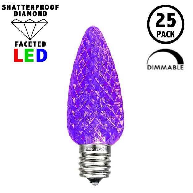 Purple C9 LED Replacement Bulbs 25 Pack 