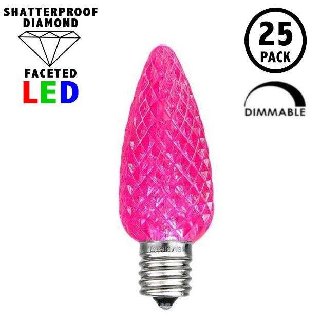 Pink C9 LED Replacement Bulbs 25 Pack 