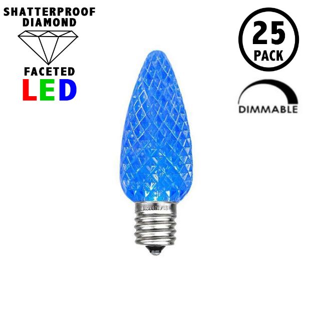 Blue C7 LED Replacement Bulbs 25 Pack