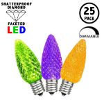 Lime/Purple/Orange C7 LED Replacement Bulbs 25 Pack
