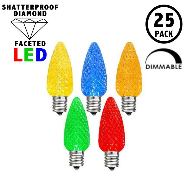 Multi Colored C7 LED Replacement Lamps 25 Pack