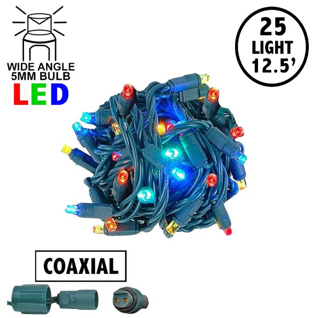 Coaxial 25 LED Multi 6" Spacing Green Wire