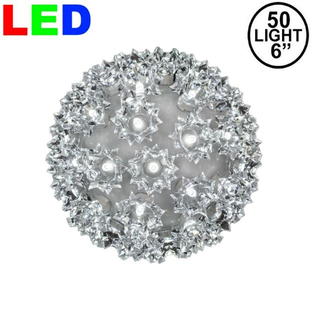 50 Twinkle LED 6" Sphere Pure White