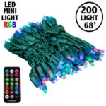 200 LED RGB Wide Angle Mini Light Set Green Wire w/Multi-Function Remote