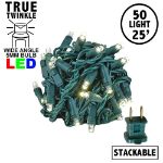 *NEW* True Twinkle LED Christmas Lights 50 LED Warm White 25' Long Green Wire