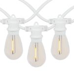24 Warm White Plastic LED S14 Commercial Grade Light String Set on 48' of White Wire Shatterproof