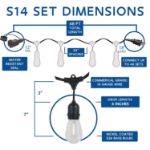 24 Warm White Plastic LED S14 Commercial Grade Suspended Light String Set on 48' of Black Wire Shatterproof