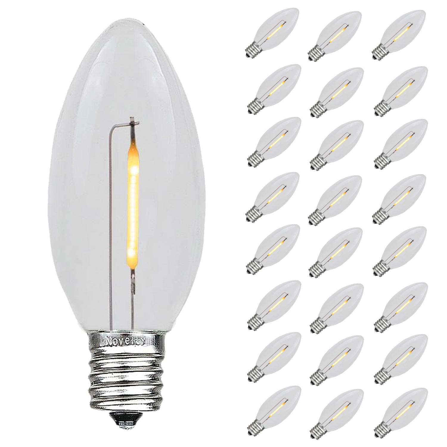 25 Pack C9 LED Outdoor Christmas Replacement Bulbs, Warm White, C9/E17 Base - Picture 42 of 48