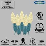 Purple Green and Yellow 70 LED C6 Strawberry Mini Lights Commercial Grade on White Wire
