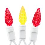 Red and Yellow 70 LED C6 Strawberry Mini Lights Commercial Grade on White Wire