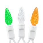 Green White and Orange 70 LED C6 Strawberry Mini Lights Commercial Grade on White Wire