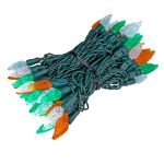 Green/White/Orange 70 LED C6 Strawberry Mini Lights Commercial Grade Green Wire