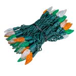 Green/White/Orange 70 LED C6 Strawberry Mini Lights Commercial Grade Green Wire