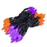 Purple and Orange 70 LED C6 Strawberry Mini Lights Commercial Grade Black Wire