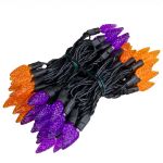 Purple and Orange 70 LED C6 Strawberry Mini Lights Commercial Grade Black Wire