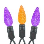 Purple and Orange 70 LED C6 Strawberry Mini Lights Commercial Grade Black Wire