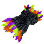 Purple/Lime/Orange 70 LED C6 Strawberry Mini Lights Commercial Grade Black Wire