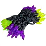 Purple and Lime 70 LED C6 Strawberry Mini Lights Commercial Grade Black Wire