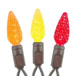 *NEW* True Twinkle Yellow/Red/Orange 70 LED C6 Strawberry Mini Lights Commercial Grade on Brown Wire