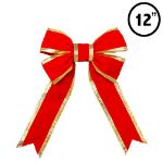 12" Red w/Gold Trim 3D Bow