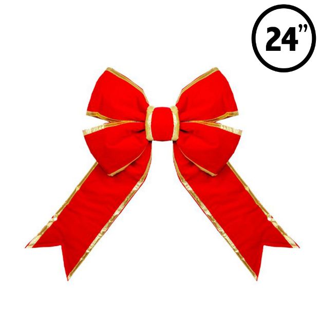 24" Red w/Gold Trim 3D Bow