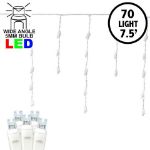 Pure White LED Icicle Lights on White Wire 70 Bulbs