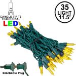 35 Light Traditional T5 Yellow LED Mini Lights Green Wire