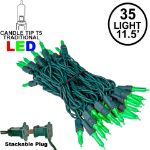 35 Light Traditional T5 Green LED Mini Lights Green Wire