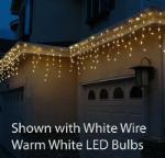 *NEW* True Twinkle Warm White LED Icicle Lights on White Wire 70 Bulbs