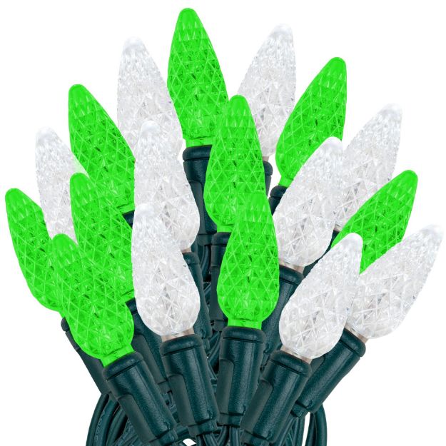 Green and White 70 LED C6 Strawberry Mini Lights Commercial Grade Green Wire