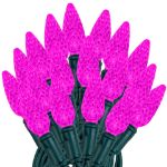 Pink 70 LED C6 Strawberry Mini Lights Commercial Grade on Green Wire