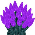 Purple 70 LED C6 Strawberry Mini Lights Commercial Grade on Green Wire