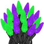 Purple and Lime 70 LED C6 Strawberry Mini Lights Commercial Grade Black Wire