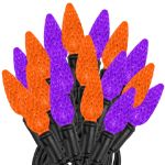 Purple and Orange 70 LED C6 Strawberry Mini Lights Commercial Grade Black Wire